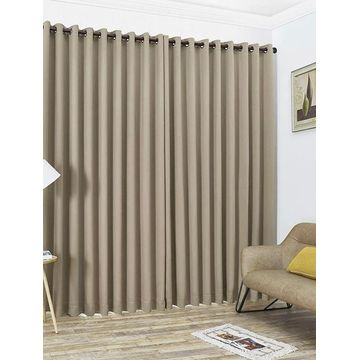 90% Blockout Beige Eyelet Curtain-250 Cm Width x 220 Cm Length