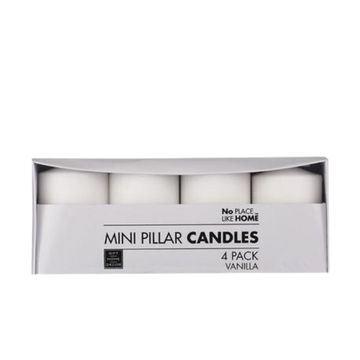 Mini Pillar Candles Scented 5cm x 8cm - 4 Pieces Per Pack - Vanilla
