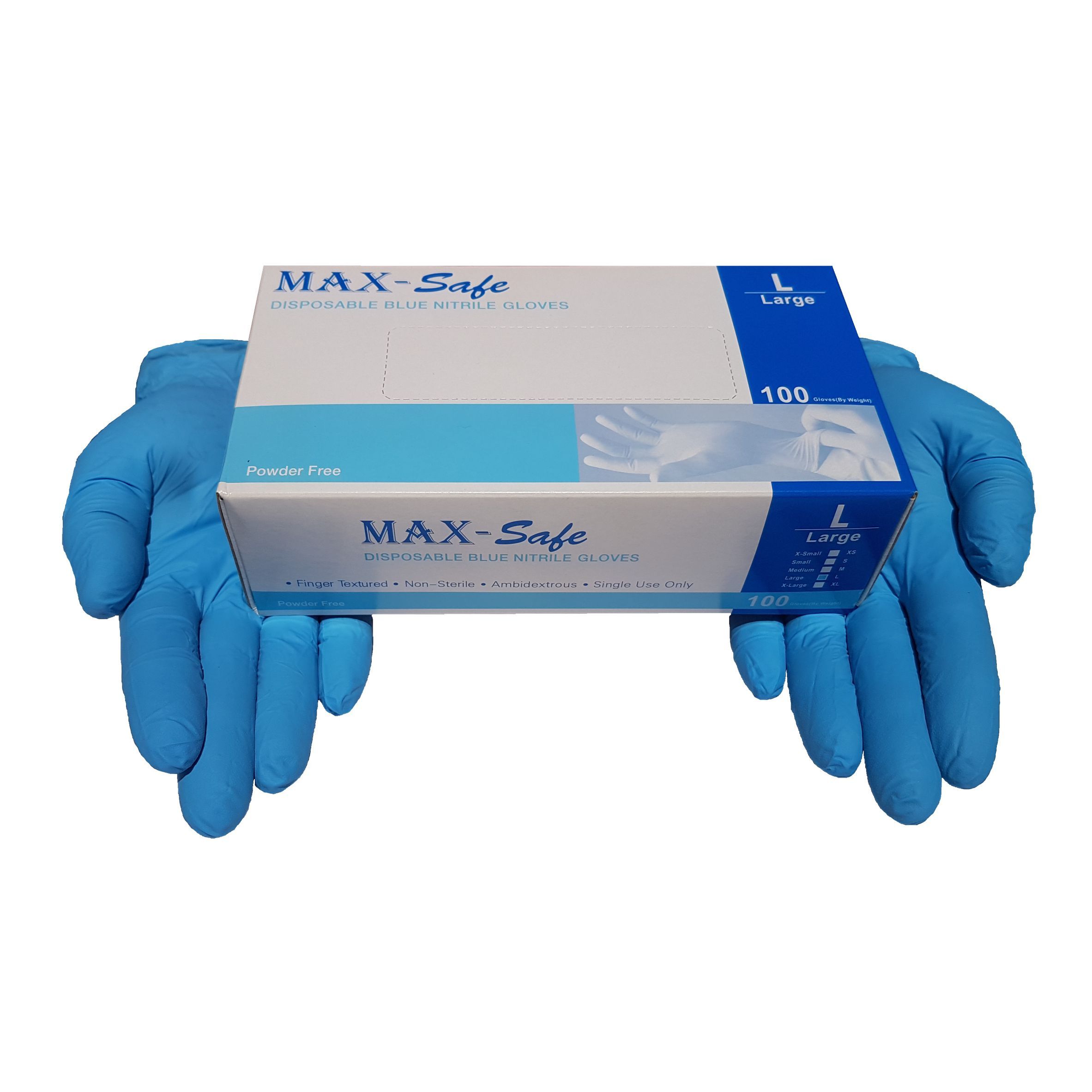 BLUE NITRILE EXAMINATION GLOVES 100/BOX - LARGE