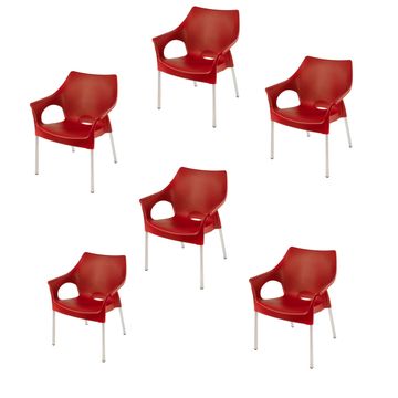 Dublin Café Chair/Patio Chair/ Garden Chair / Stacking Chair - RED - Set of 6