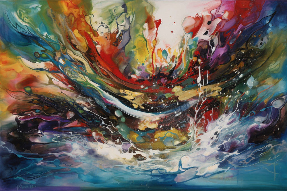 Canvas Wall Art - Bold Splashes Color Dynamic Lines  - A1139 - [120 x 80 cm]