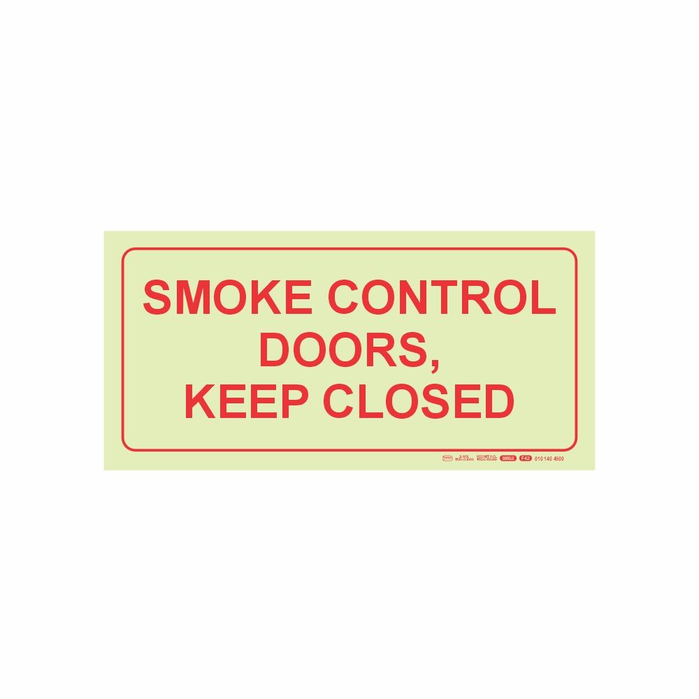 Photoluminescent 190mmSafety Sign F42 Smoke Control Doors Keep Closed