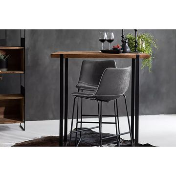 Lazera Teak Root Bar Table with Halo Bar Chairs – Storm Grey