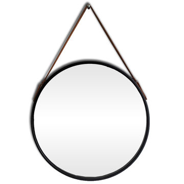 Paramount Mirrors & Prints - Stellar Round mirror with leather strap - Black