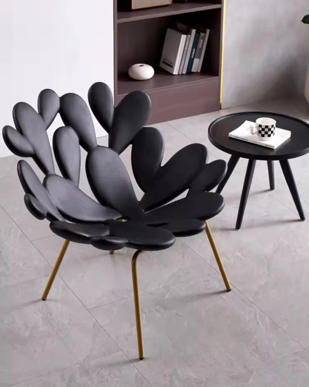 Decorative Accent Chair – Black Petal Design