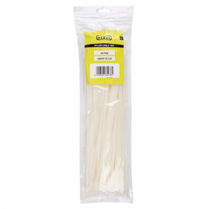 Nexus - 100 Clear Cable Ties - 4.8 x 30cm