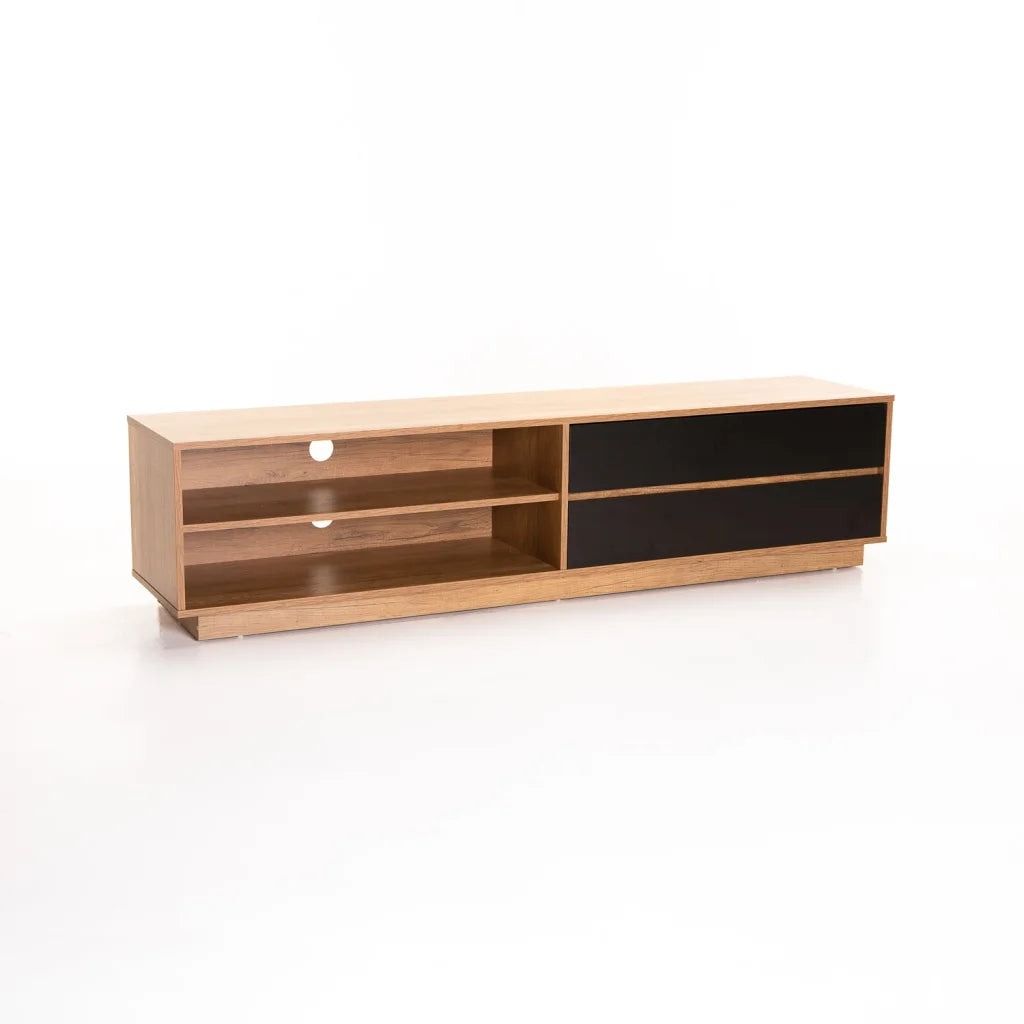 Vividitto - Jicama 180cm  2 Drawer TV Unit - Wild Oak/Black