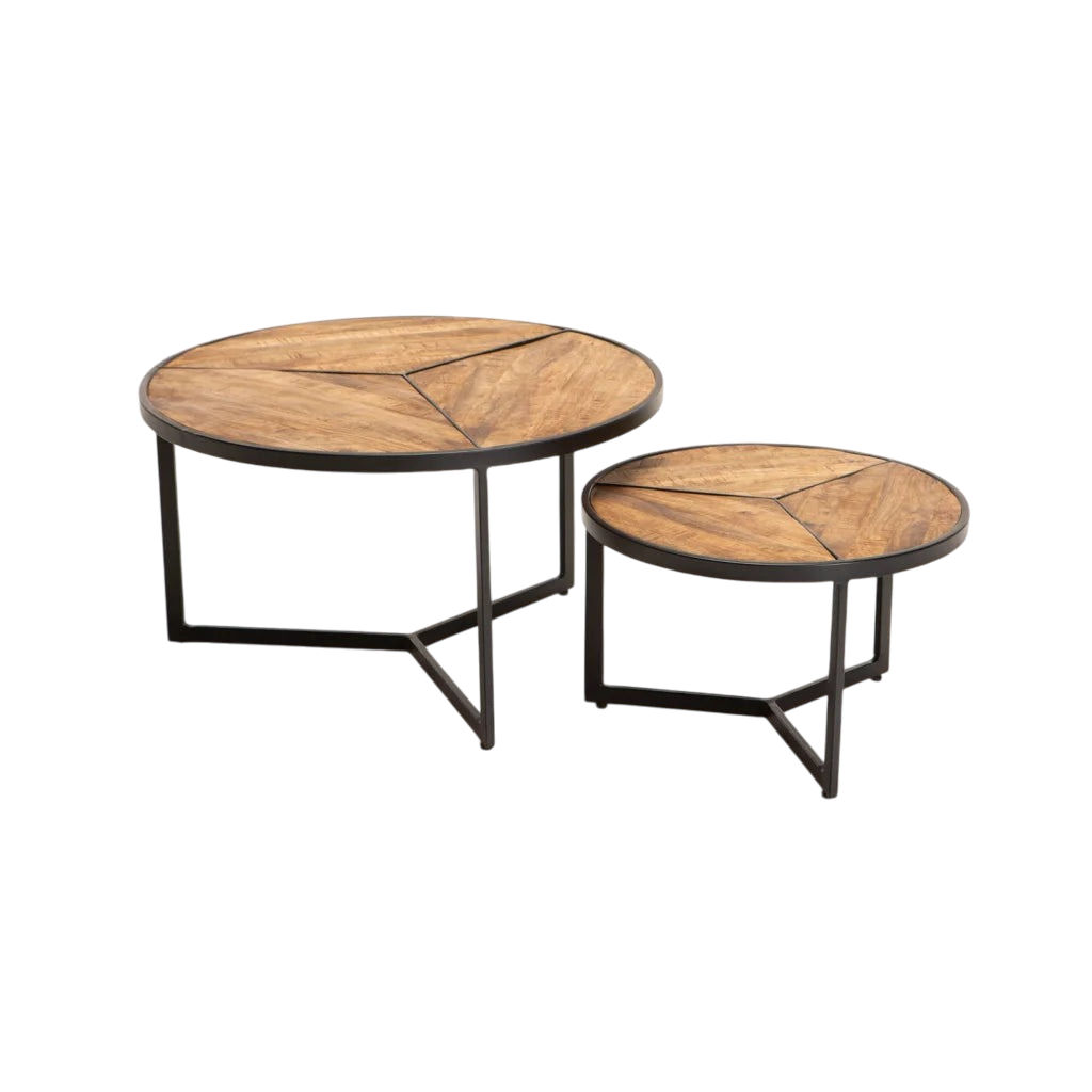 Vividitto - Anathi Set Of 2 70/50cm Solid Wood Coffee Table - Magnolia Rustic