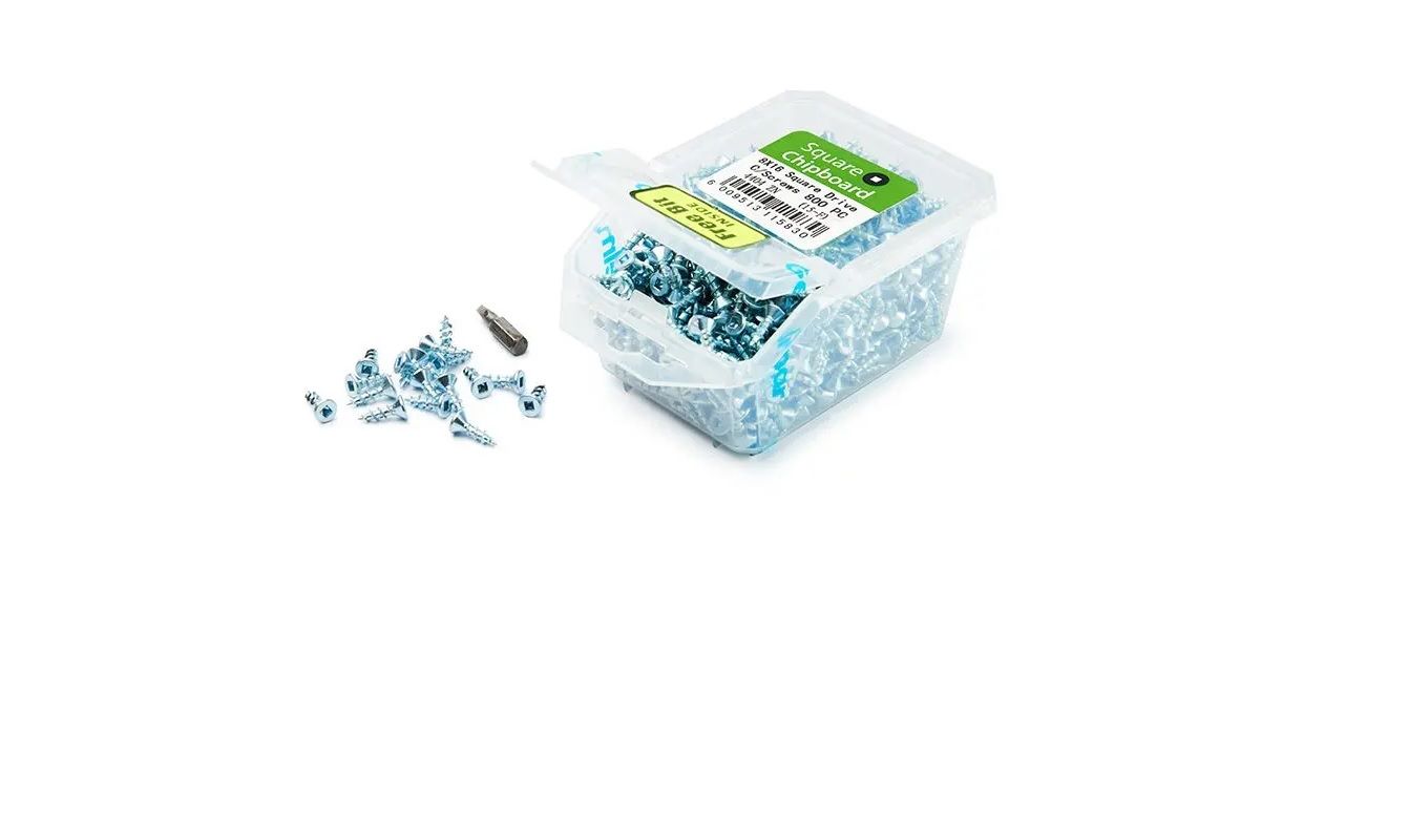 Chipboard Screws, Square, No.8, 4mm x 16mm, 800 Pieces BY WOODLY