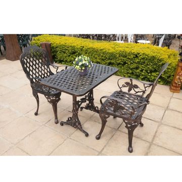 Ageless & Beautiful!   2 Seater Cast Aluminium Patio Furniture Set / Garden Furniture Set - 2 x King  Grape Chairs with 90cm x 50cm Tall Grape Table