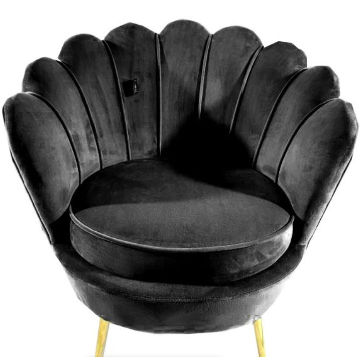 Tulip Sofa Chair Gold Legs - Black