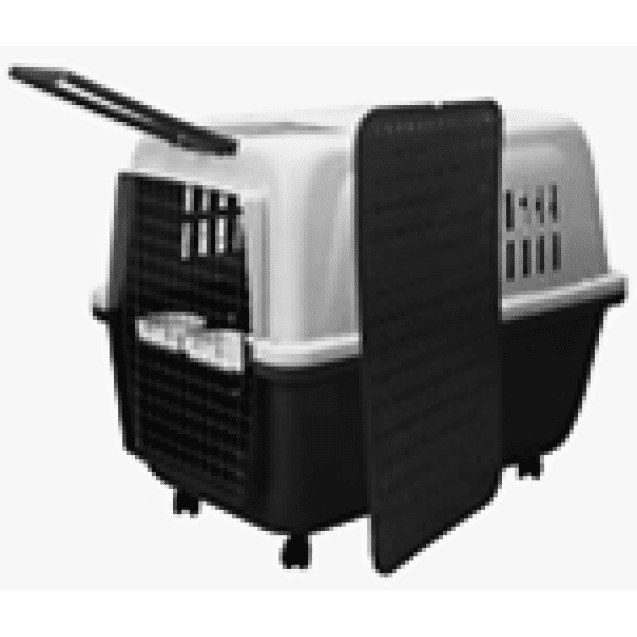 PET AIR CARRIER CONTAINS THE PLATE & WHEELS (ALL IN BLACK COLOUR) 81 X 57 X 60 CM