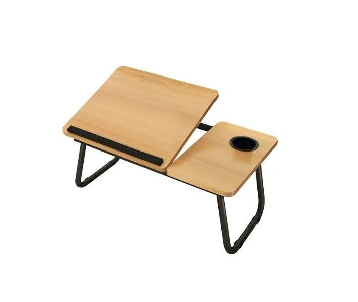 Mix Box Foldable Adjustable Split Laptop Bed Table Metal Portable Laptop Table (Finish Colour - wooden)