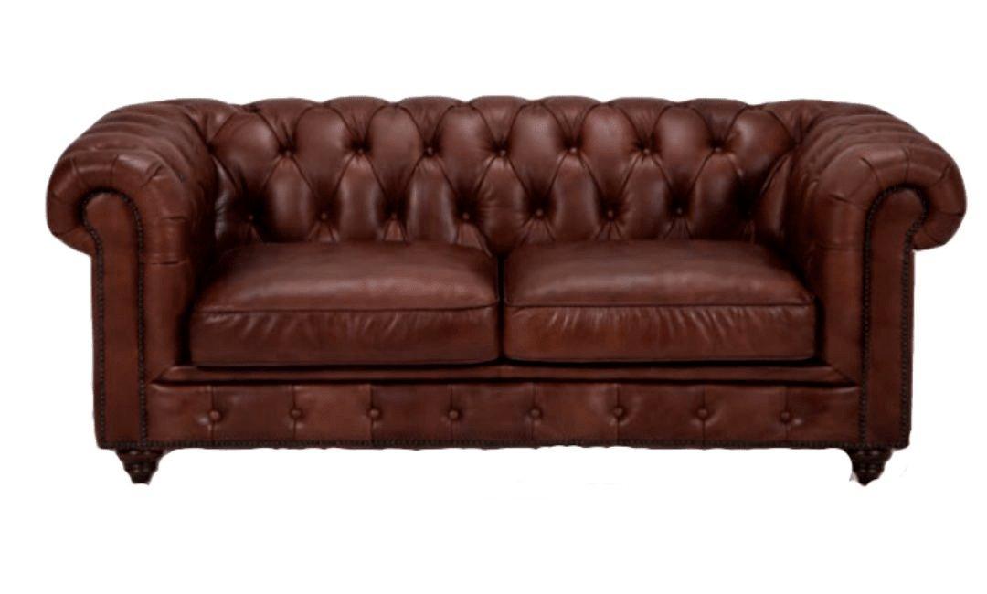Chesterfield Brown Bonded Leather 2 Seater Sofa