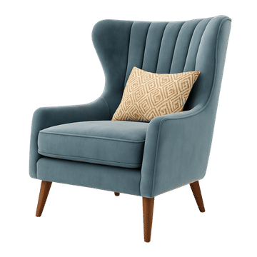Azure Throne Wingback Armchair (Blue)