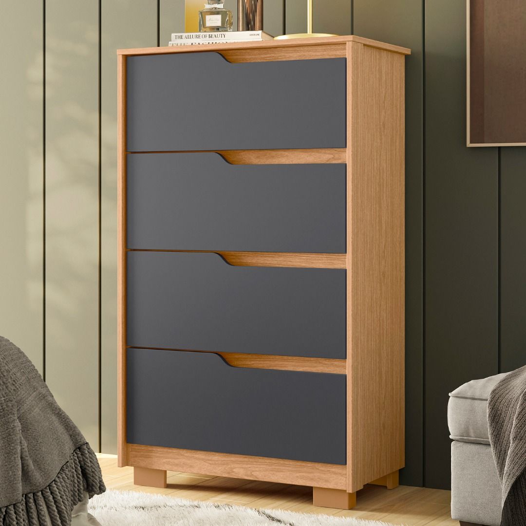 Sole Chest of Drawer Dresser Nature/Titanium