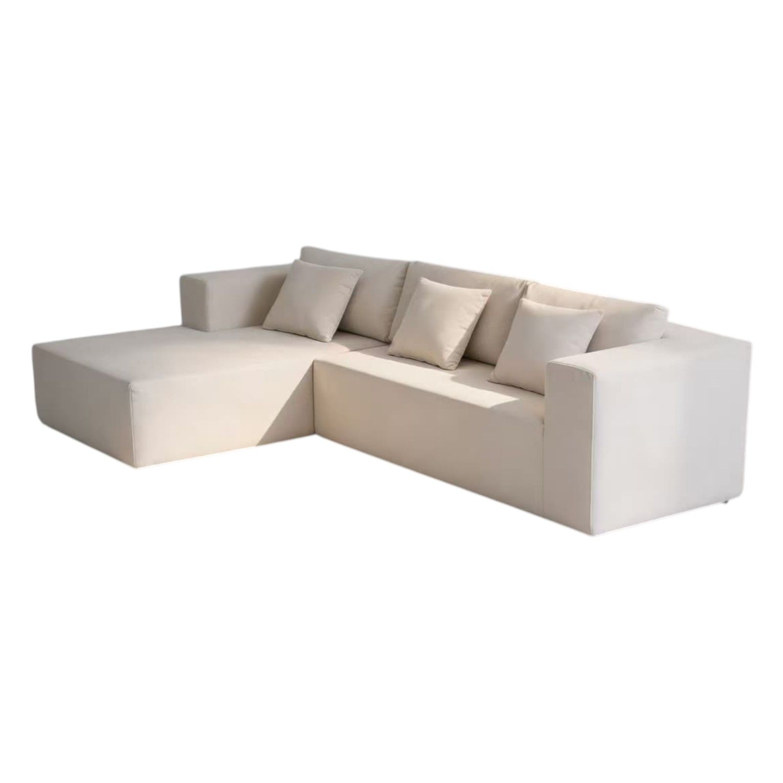 Convertible Modular Vacuum-Compressed Sectional Sofa – L-Shaped Deep Seat Couch with 3 Pillows -white