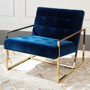 Tate Plush Occasional Chair - Navy Blue