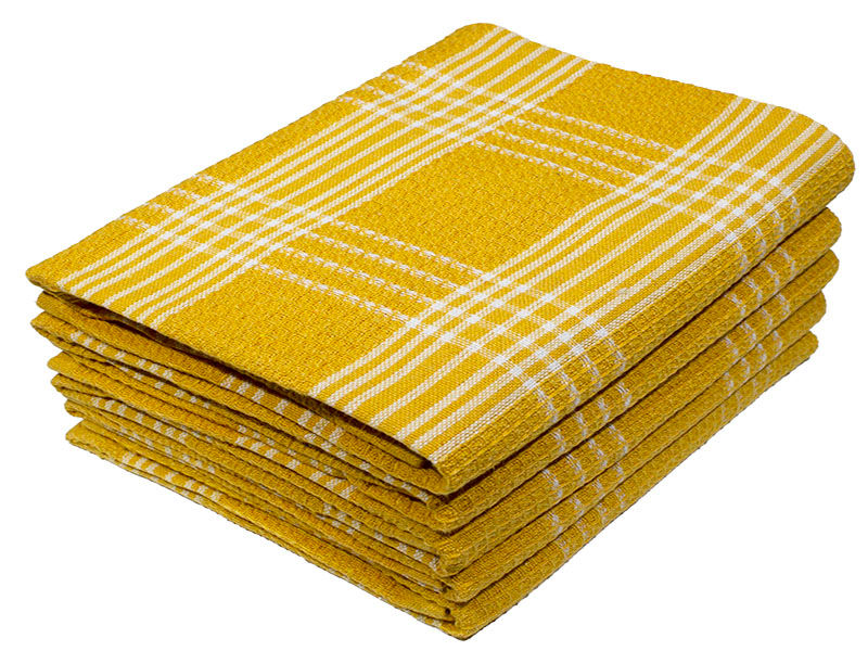 Multipurpose, Easy Fit, Absorbent Kitchen Towel - Design 2019 - 050x070cms - (05 Pc Pack) - Plain Checks - Beeswax