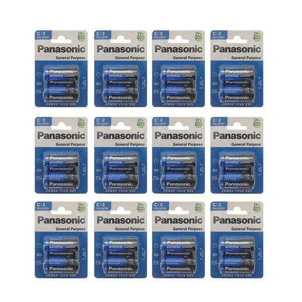 Panasonic Carbon Zinc C 2 Pack Batteries x 1 Box of 12 Packs (R14BE/2BP/12)