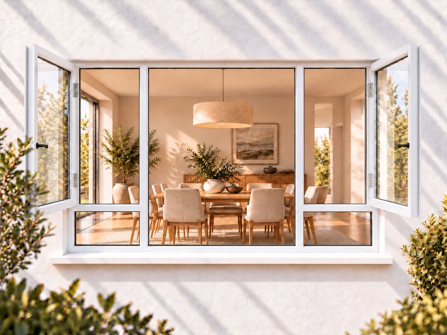 Kenzo Premium Side-Hung Aluminium Window - White, 2400 1500 mm, Double Side Opener with Fixed Bottom Panes