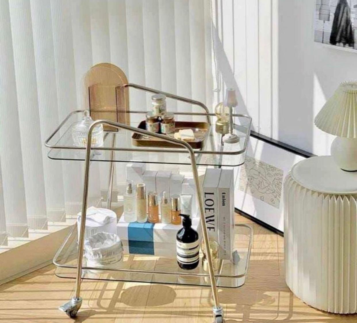 EFURN- Glass & Gold Trolley