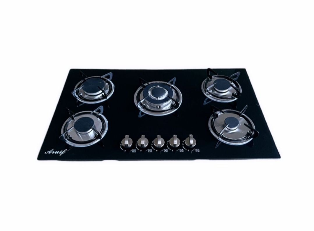 Aruif Built-In Tempered Glass Countertop 5 Burner Gas Hob 880mmx510mm