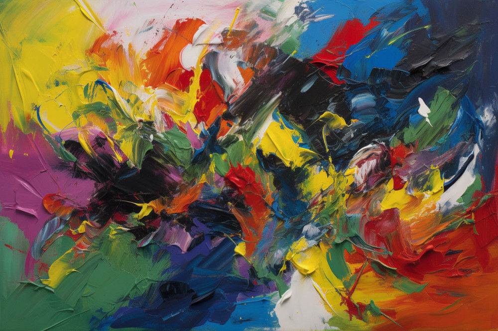 Canvas Wall Art - Vibrant Abstract Expressionist Piece Thick  - A1498 - [120 x 80 cm]