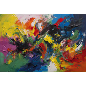 Canvas Wall Art - Vibrant Abstract Expressionist Piece Thick  - A1498 - [120 x 80 cm]