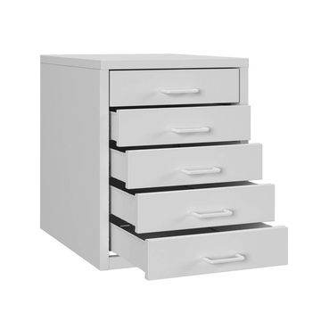 Steel Desk Organizer 5 Drawer Desktop Storage Cabinet - White