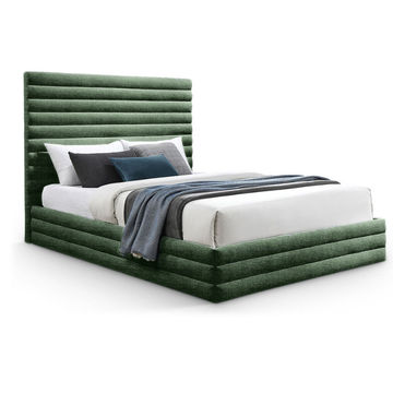 Lavinia Sleigh Bed Queen - Linen -Green