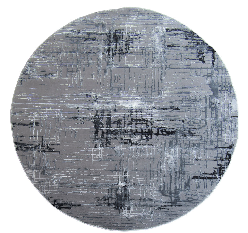 BK Carpets & Rugs – Modern Textured Round Rug – Dark Grey & Black- 2m x 2m