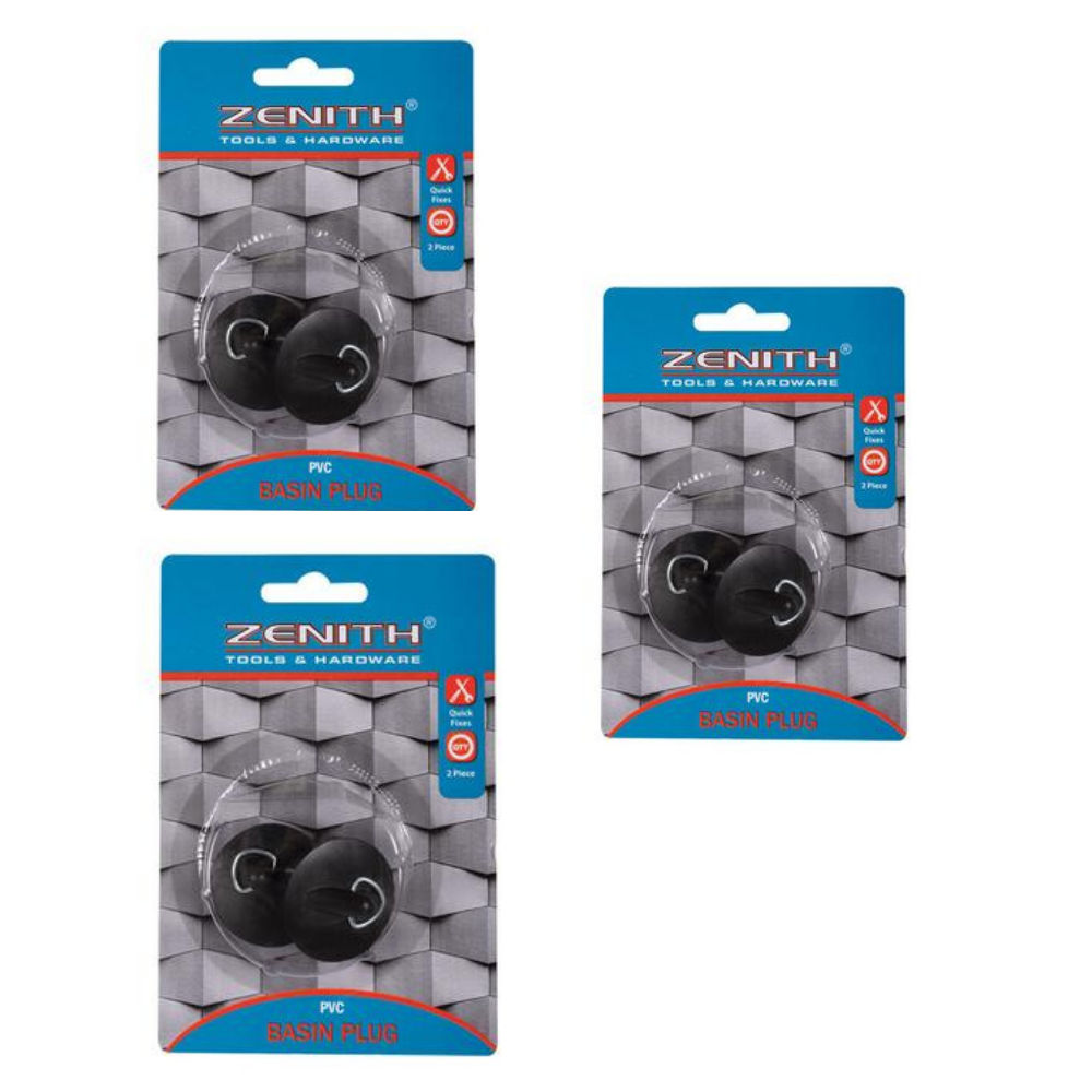 Basin-plug 2pce black zenith 3 pack