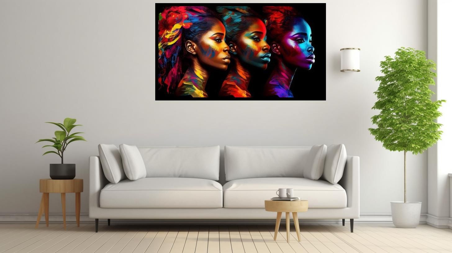 Canvas Wall Art - 3 African Women Painting - B1629 [120 x 80 cm]