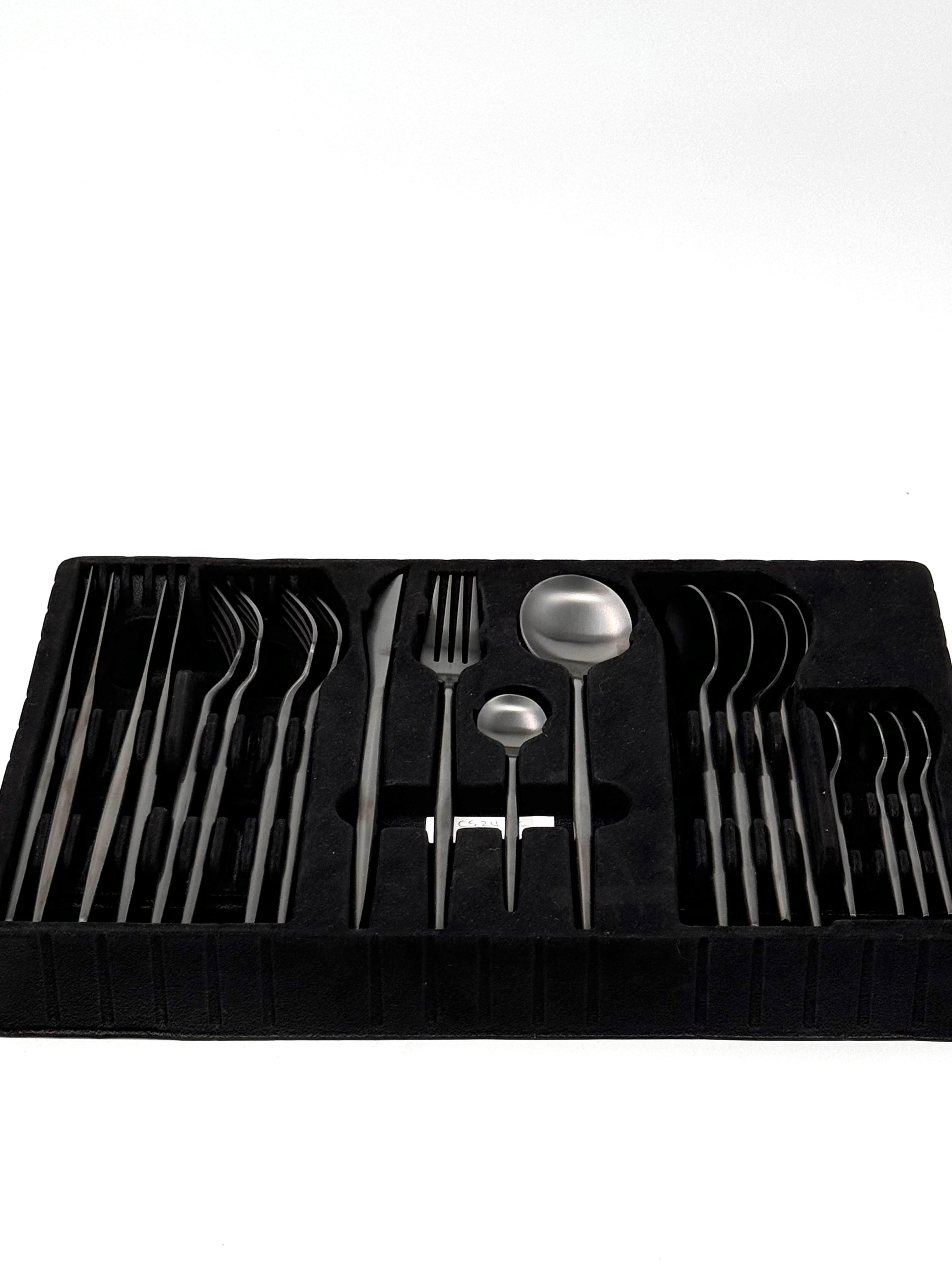 Black 24 Piece Cutlery Set