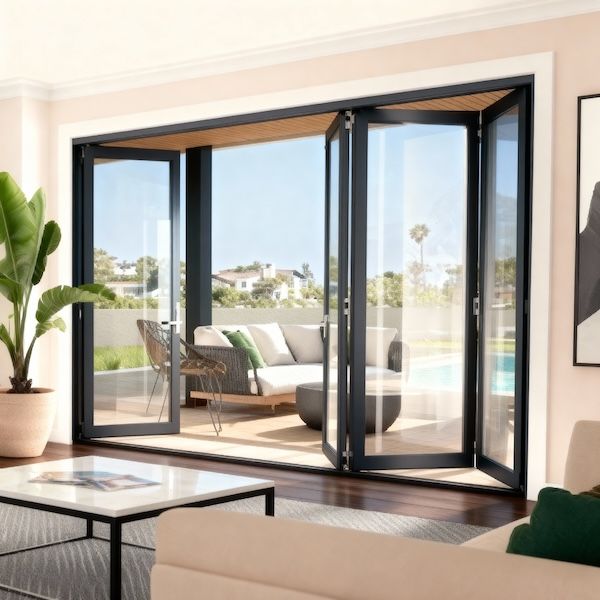 Kenzo - SFD4FG7LC - Aluminium Fold A-Side Door 2.8mx2.1m Charcoal Open to Left Viewed From Outside