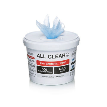 All Clear - Pack Of 2 - 500 Anti-Bacterial Wipes Bucket