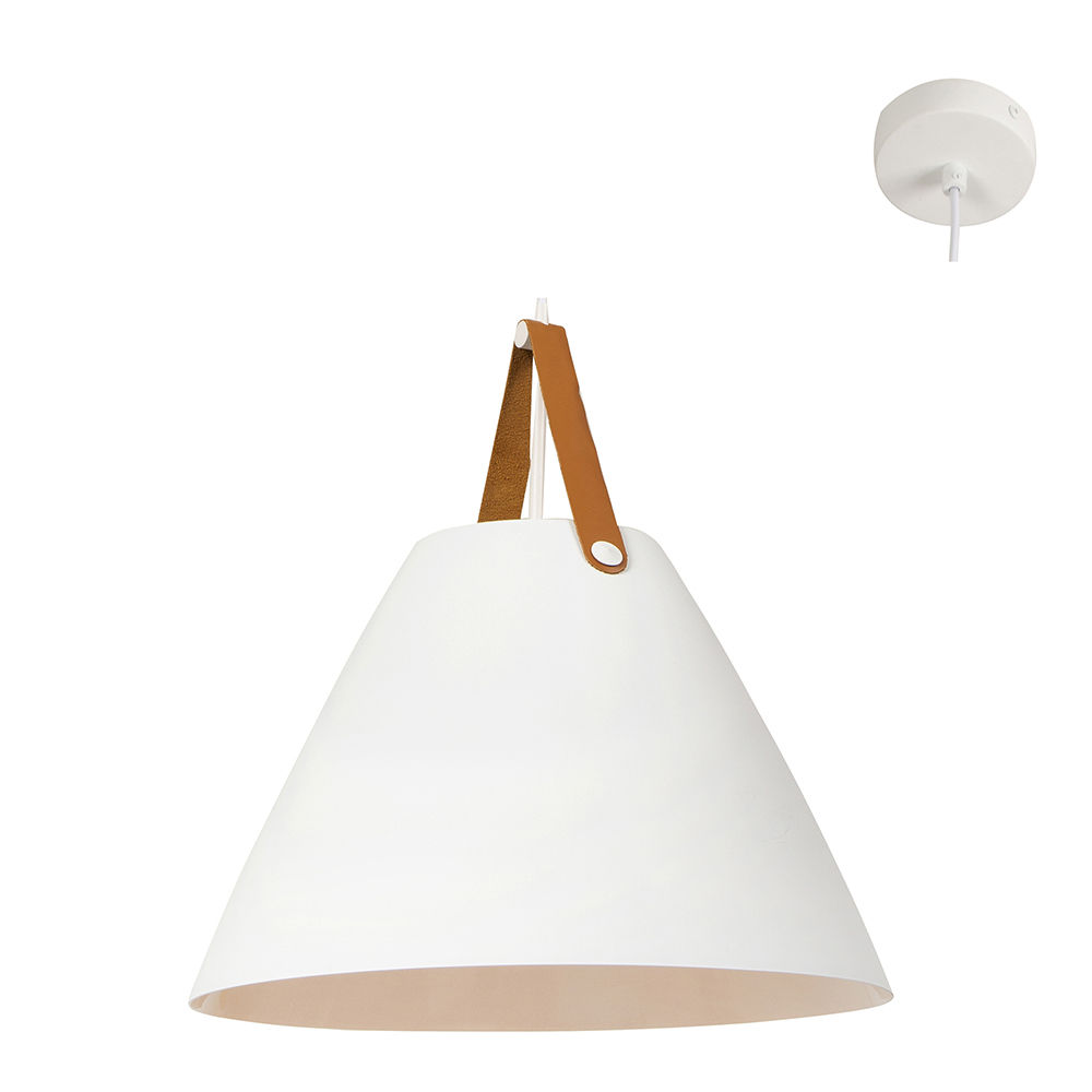 Eurolux - Pendant - Sanded - 360mm - White/Brown Leather