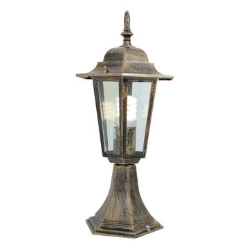 Eurolux - Lantern - 6 Panel - Pedestal Black Gold