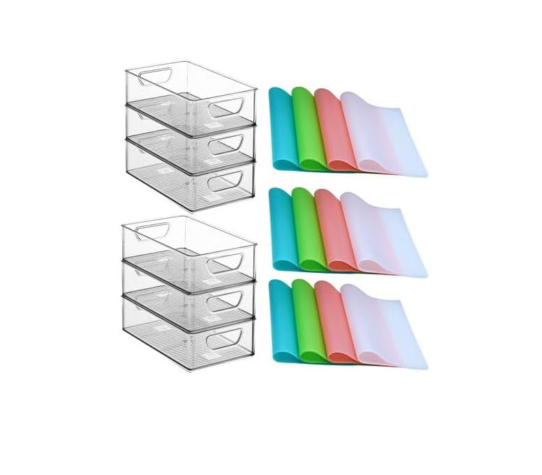 Refrigerator Pantry Organisation Containers Bins & Fridge Liners Mat-18 Pcs