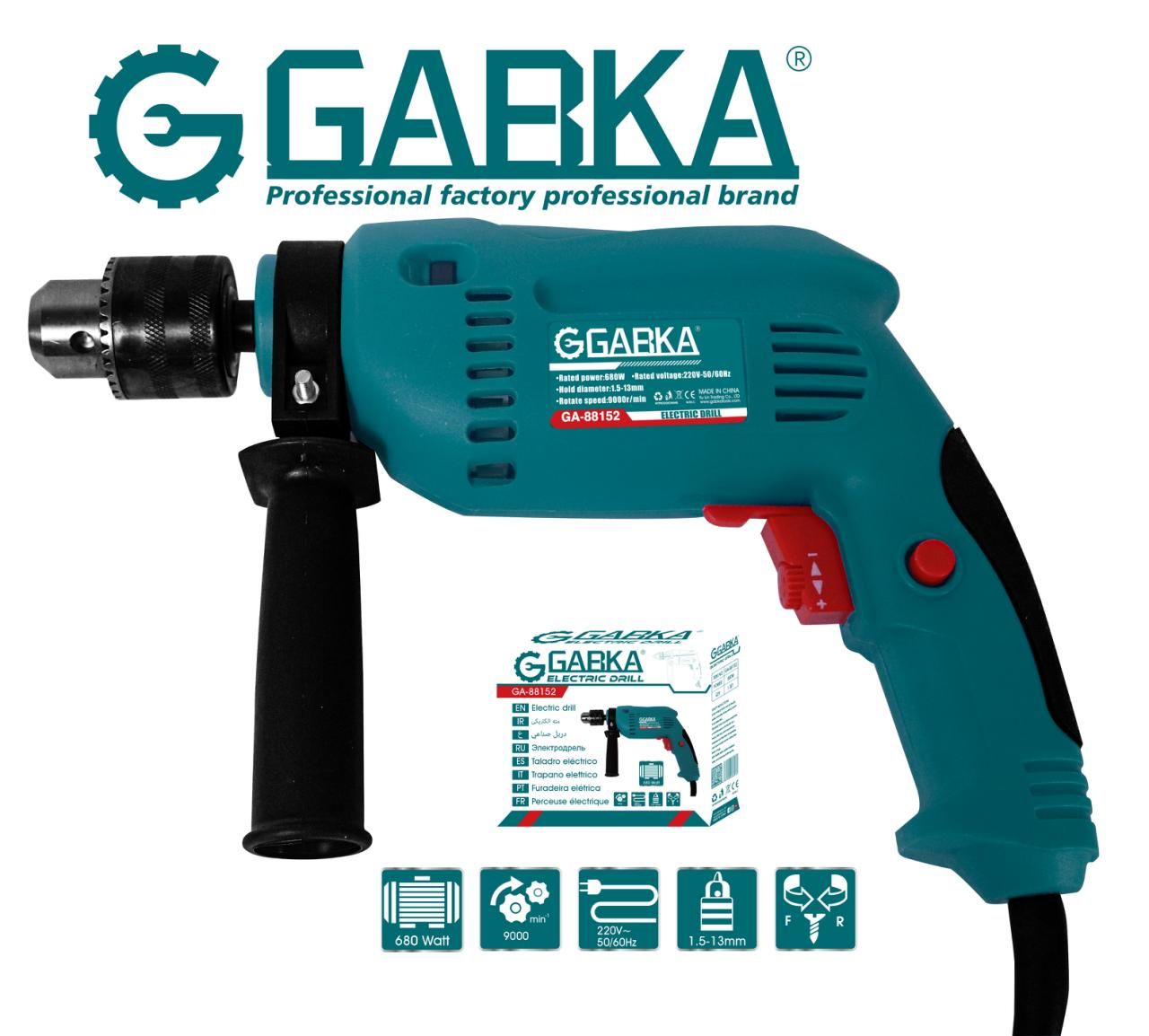 13mm Impact Drill – 680W Electric Hand Drill for Masonry, Wood & Metal