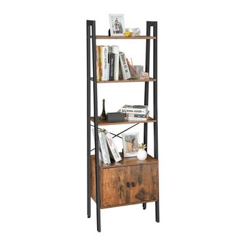 Bragg Durban 4-Tier Ladder Storage Shelf with Cabinet, Brown
