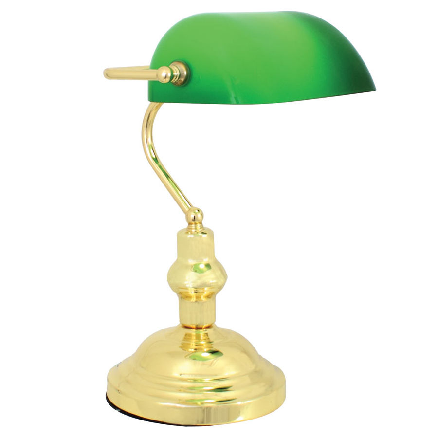 Bankers Table Lamp 230mm Polished Brass