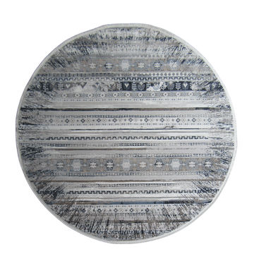 BK Carpets & Rugs – Modern Abstract Round Rug – Grey ,Blue & White - 2m x 2m