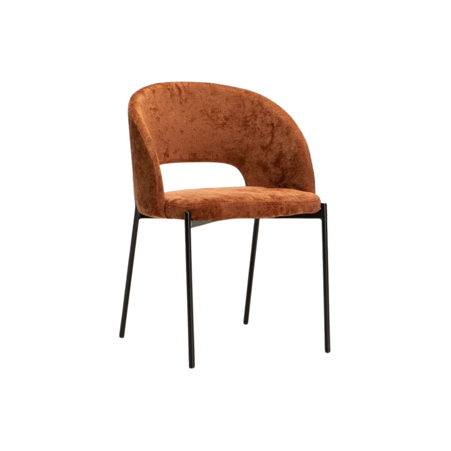 Modern Fabric Dining Chair with Curved Back - Rust