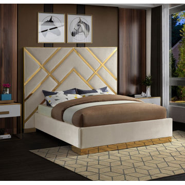 Adara Sleigh Bed Double -Off White