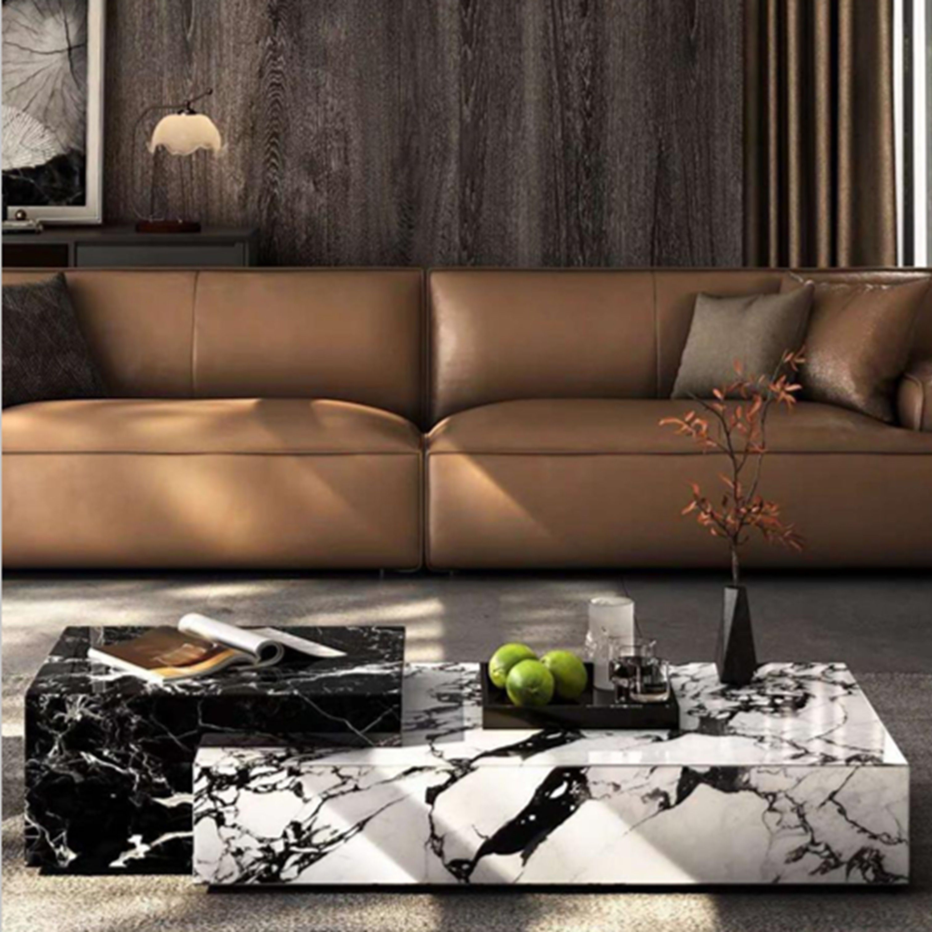 Madiega Furniture - Black & White Split Modern Coffee Table