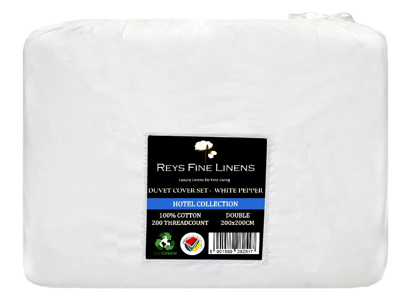 Rey's Fine Linen - Hotel Collection - Oxford Duvet Cover Set-01 Pc Pack-Double-White Pepper