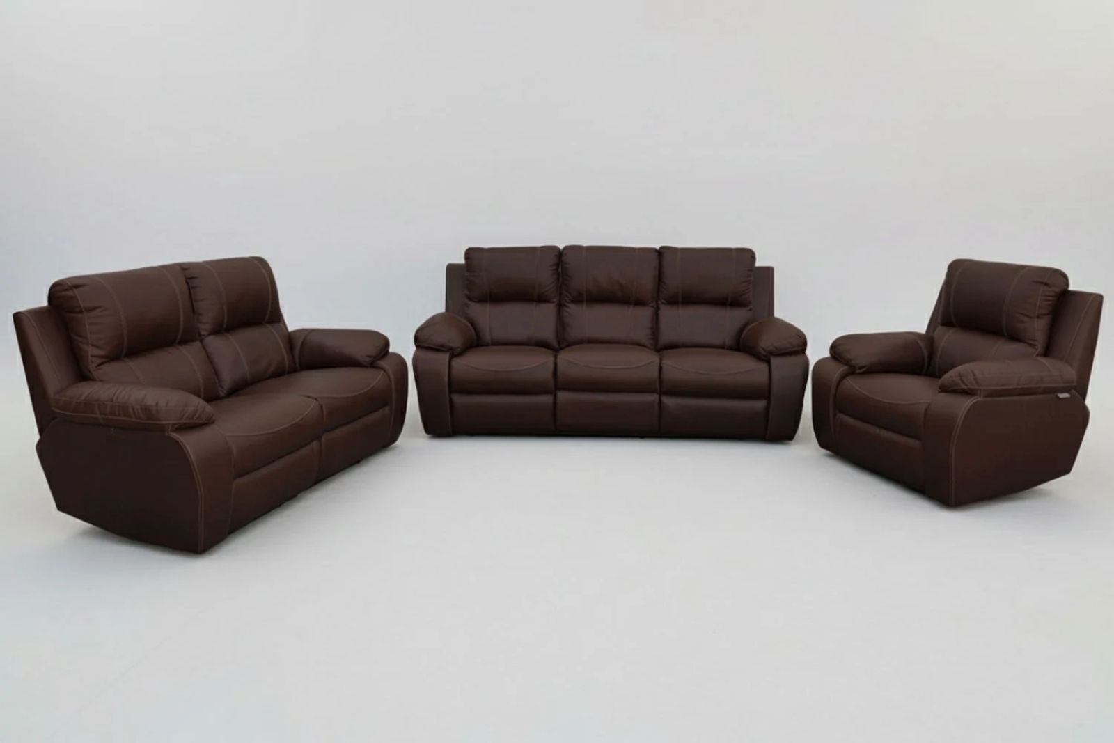 Premo Genuine Leather Lounge Set 3-Piece( x1 1-Seater Chairs x1 2-Seater Sofa fixed 1 part seat x1 3-Seater Sofa - Brown)