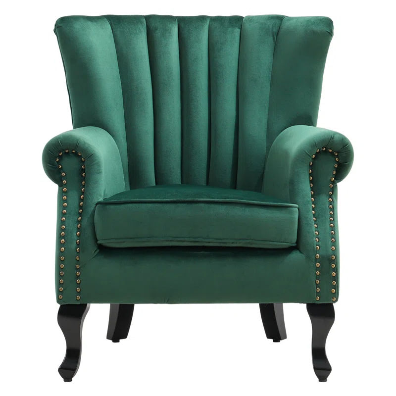 Taimor Wing Back Velvet Armchair - Green